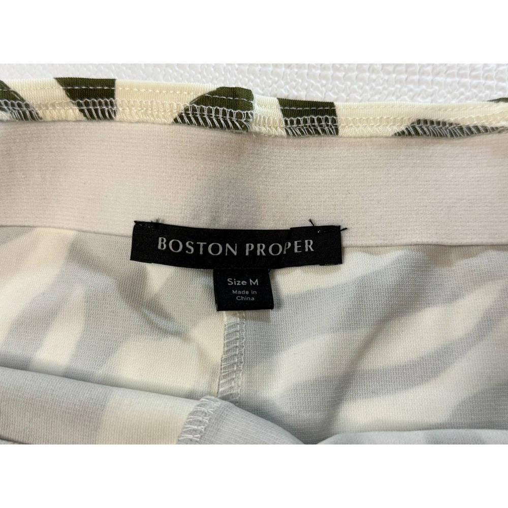 Boston Proper Jungle Print Wide Leg Pants Women's Med Olive Green Resort Boho - Picture 6 of 9